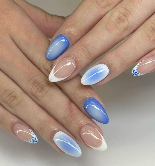 Handmade Press On Nails: Reusable, Glue Ons, Acrylic Gel, Almond Round Short, Hand-painted Custom