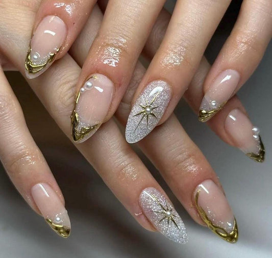 Handmade Press On Nails: Reusable, Glue Ons, Acrylic Gel, Almond Round Short, Hand-painted Custom