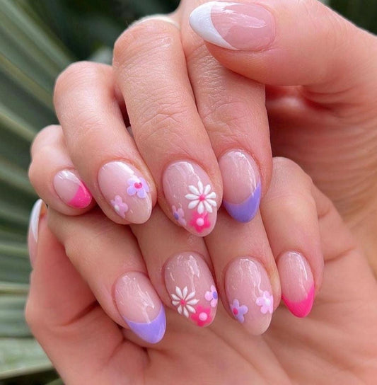 Handmade Press On Nails: Reusable, Glue Ons, Acrylic Gel, Almond Round Short, Hand-painted Custom