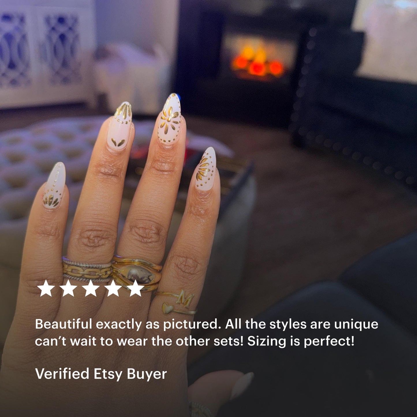 Handmade Press On Nails: Reusable, Glue Ons, Acrylic Gel, Almond Round Short, Hand-painted Custom