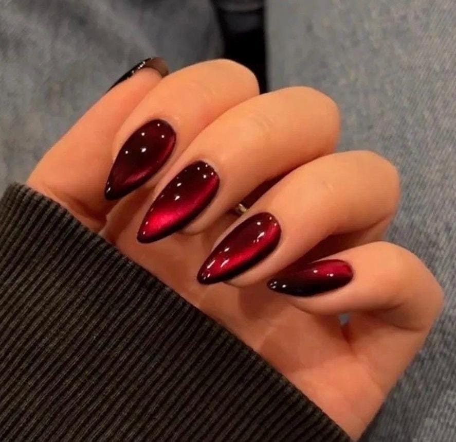 Handmade Press On Nails: Reusable, Gel, Almond Round Short, Handpainted, Halloween Fall Autumn October