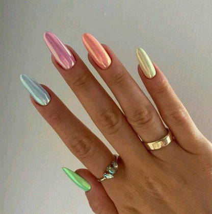 Handmade Press On Nails: Reusable, Glue Ons, Acrylic Gel, Almond Round Short, Hand-painted Custom