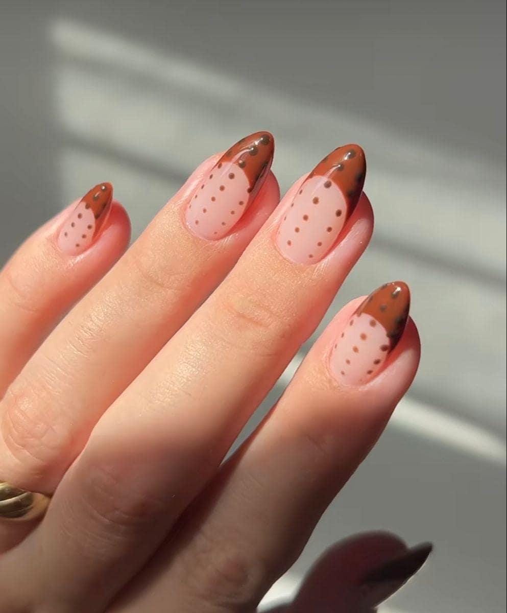 Handmade Press On Nails: Reusable, Gel, Almond Round Short, Handpainted, Halloween Fall Autumn October