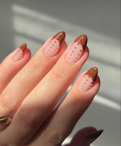 Handmade Press On Nails: Reusable, Gel, Almond Round Short, Handpainted, Halloween Fall Autumn October