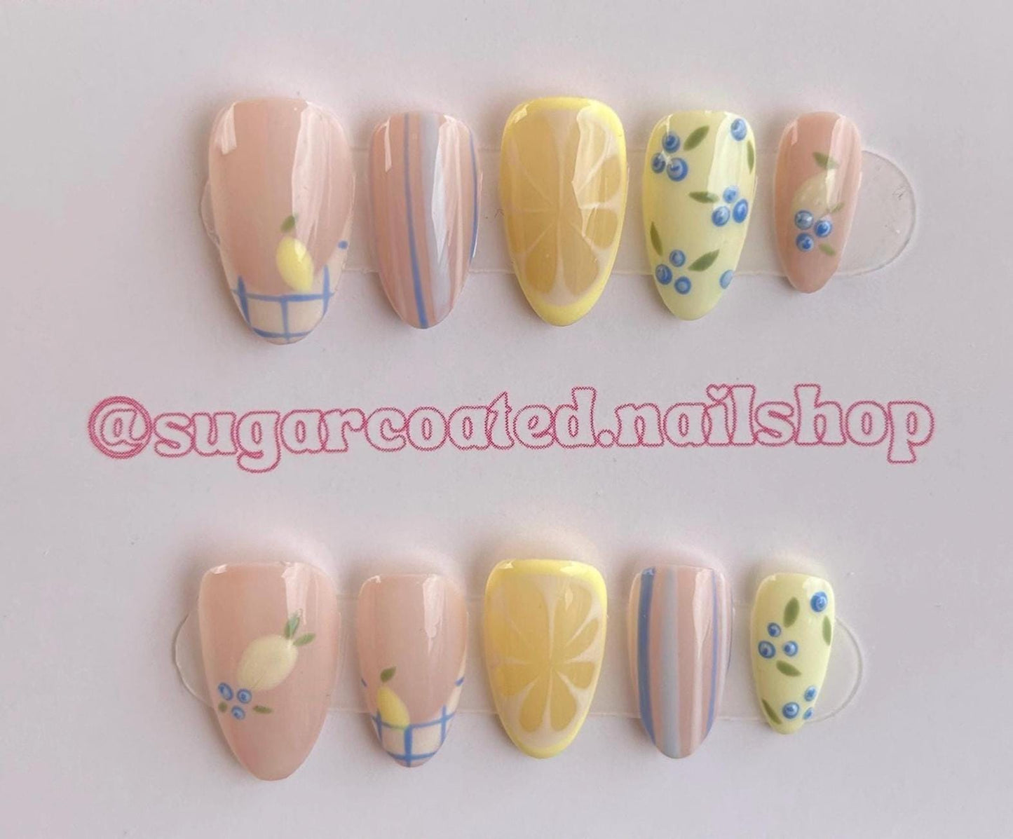 Handmade Press On Nails: Reusable, Glue Ons, Acrylic Gel, Almond Round Short, Hand-painted Custom