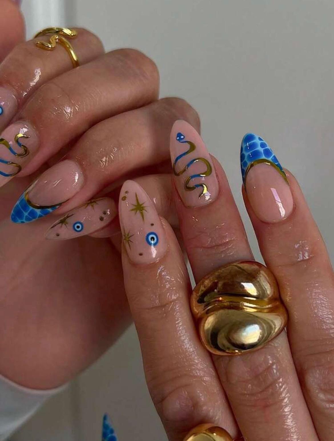 Handmade Press On Nails: Reusable, Glue Ons, Acrylic Gel, Almond Round Short, Hand-painted Custom