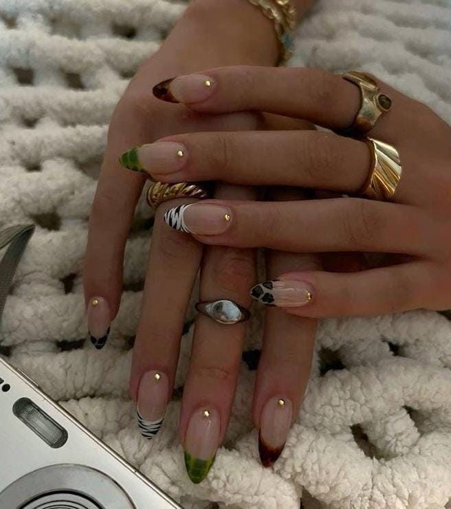 Handmade Press On Nails: Reusable, Glue Ons, Acrylic Gel, Almond Round Short, Hand-painted Custom