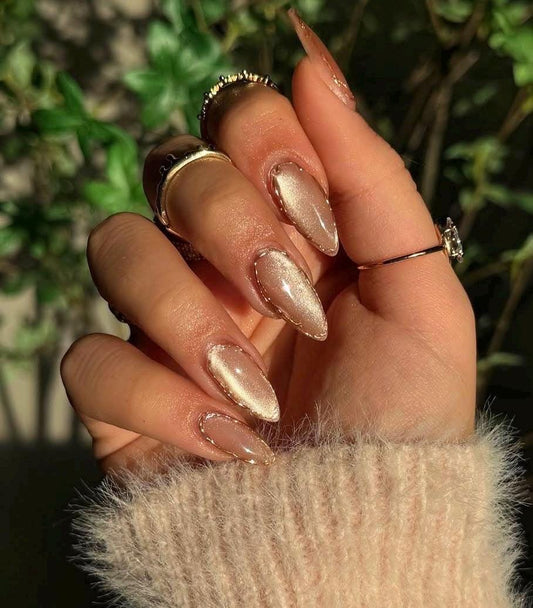 Handmade Press On Nails: Reusable, Glue Ons, Acrylic Gel, Almond Round Short, Hand-painted Custom