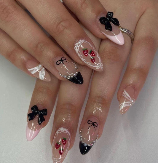 Handmade Press On Nails: Reusable, Glue Ons, Acrylic Gel, Almond Round Short, Hand-painted Custom