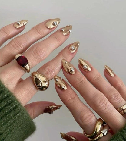 Handmade Press On Nails: Reusable, Glue Ons, Acrylic Gel, Almond Round Short, Hand-painted Custom