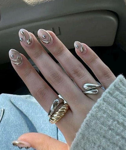 Handmade Press On Nails: Reusable, Glue Ons, Acrylic Gel, Almond Round Short, Hand-painted Custom