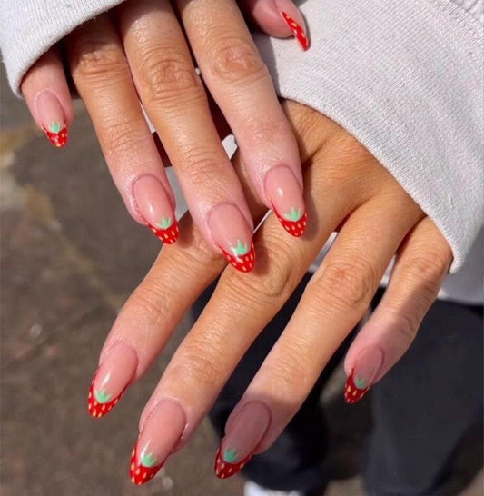 Handmade Press On Nails: Reusable, Glue Ons, Acrylic Gel, Almond Round Short, Hand-painted Custom