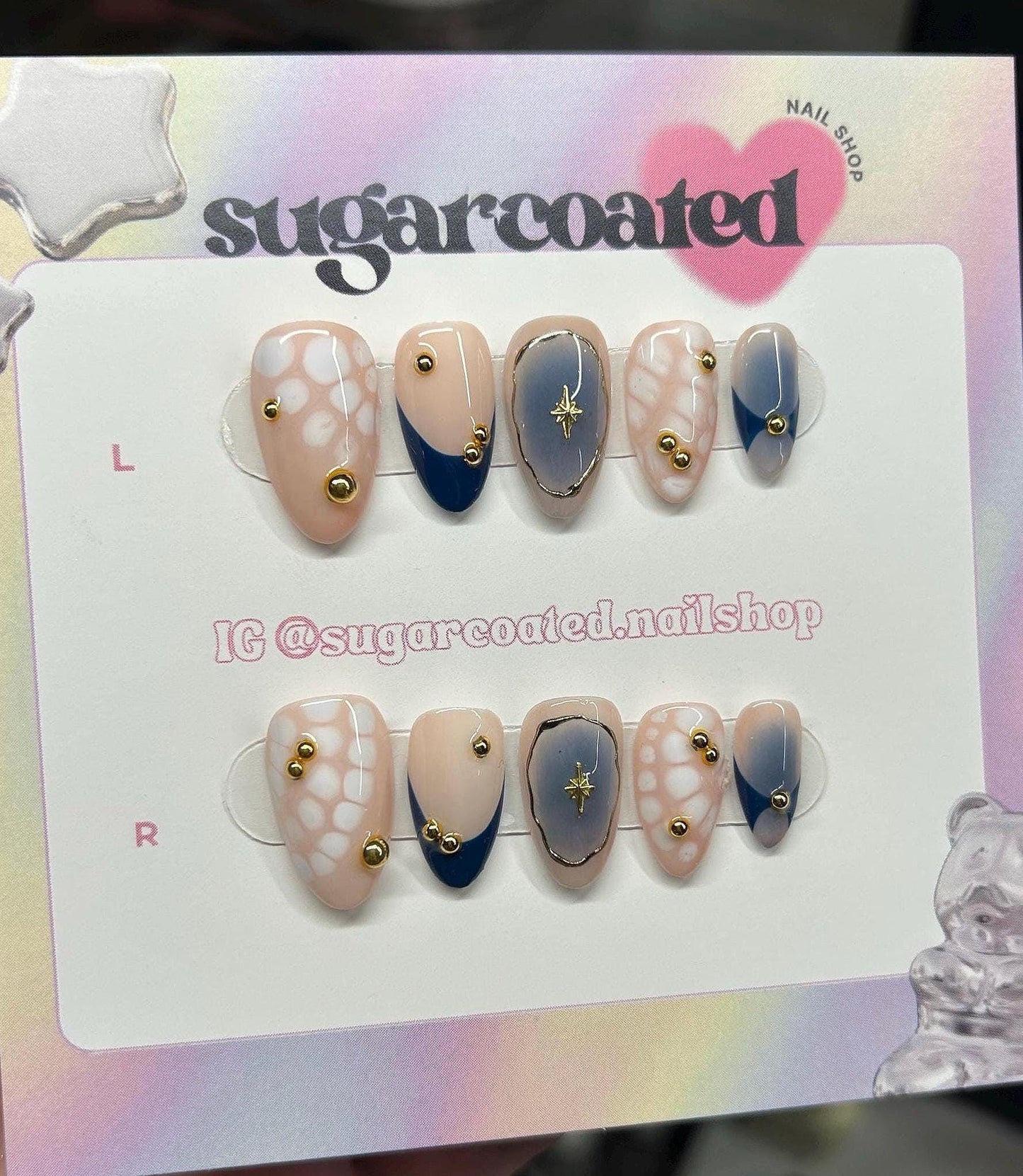 Handmade Press On Nails: Reusable, Glue Ons, Acrylic Gel, Almond Round Short, Hand-painted Custom