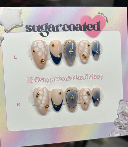 Handmade Press On Nails: Reusable, Glue Ons, Acrylic Gel, Almond Round Short, Hand-painted Custom