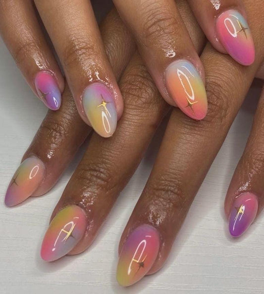 Handmade Press On Nails: Reusable, Glue Ons, Acrylic Gel, Almond Round Short, Hand-painted Custom