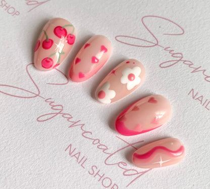 Handmade Press On Nails: Reusable, Glue Ons, Acrylic Gel, Almond Round Short, Hand-painted Custom