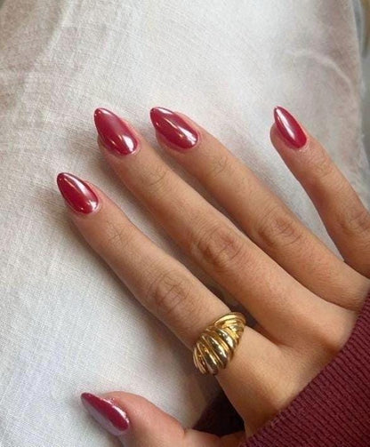 Handmade Press On Nails: Reusable, Trending, Almond Round Short, Xmas Christmas Winter