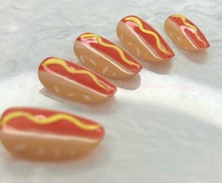 Handmade Press On Nails: Reusable, Glue Ons, Acrylic Gel, Almond Round Short, Hand-painted Custom