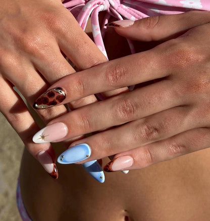 Handmade Press On Nails: Reusable, Glue Ons, Acrylic Gel, Almond Round Short, Hand-painted Custom