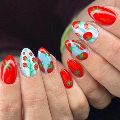 Handmade Press On Nails: Reusable, Glue Ons, Acrylic Gel, Almond Round Short, Hand-painted Custom