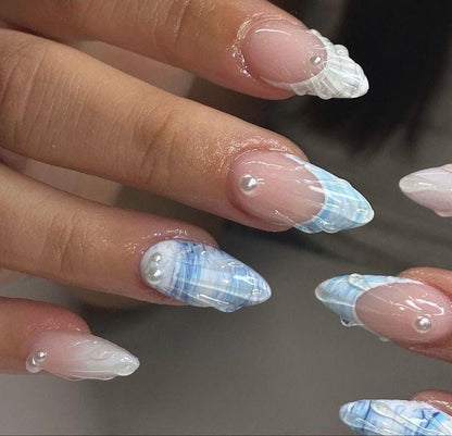 Handmade Press On Nails: Reusable, Glue Ons, Acrylic Gel, Almond Round Short, Hand-painted Custom