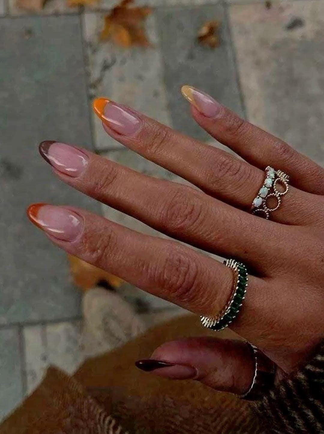 Handmade Press On Nails: Reusable, Gel, Almond Round Short, Handpainted, Halloween Fall Autumn October