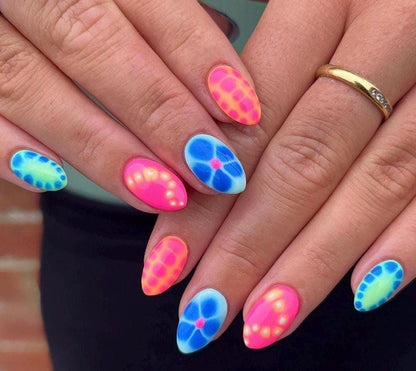 Handmade Press On Nails: Reusable, Glue Ons, Acrylic Gel, Almond Round Short, Hand-painted Custom