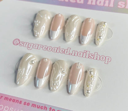 Handmade Press On Nails: Reusable, Glue Ons, Acrylic Gel, Almond Round Short, Hand-painted Custom