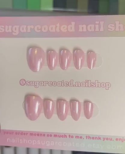 Handmade Press On Nails: Reusable, Glue Ons, Acrylic Gel, Almond Round Short, Hand-painted Custom