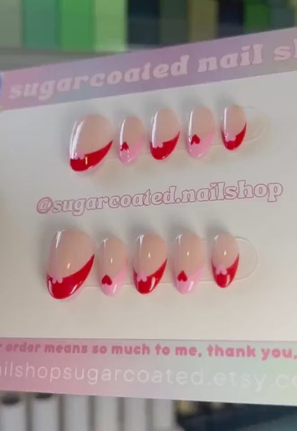 Handmade Press On Nails: Reusable, Glue Ons, Acrylic Gel, Almond Round Short, Hand-painted Custom