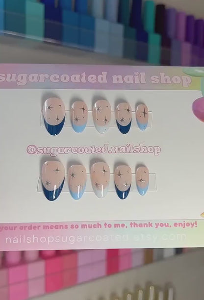 Handmade Press On Nails: Reusable, Glue Ons, Acrylic Gel, Almond Round Short, Hand-painted Custom