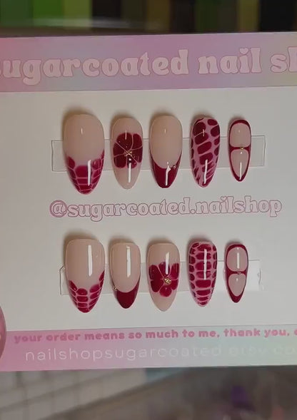 Handmade Press On Nails: Reusable, Glue Ons, Acrylic Gel, Almond Round Short, Hand-painted Custom