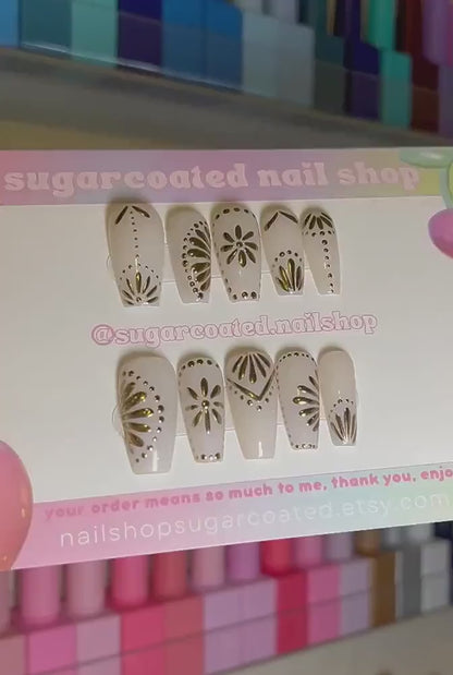 Handmade Press On Nails: Reusable, Glue Ons, Acrylic Gel, Almond Round Short, Hand-painted Custom